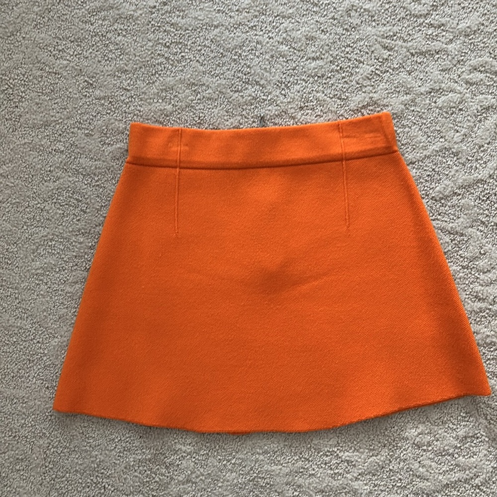 Zara knitted V neck oversized orange top and matching mini skirt size S - Picture 3 of 6